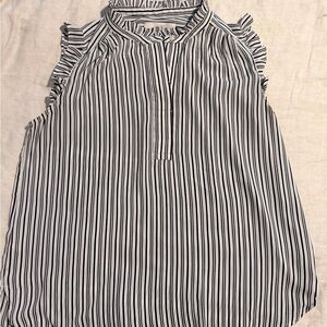 LOFT Black and White Striped Blouse